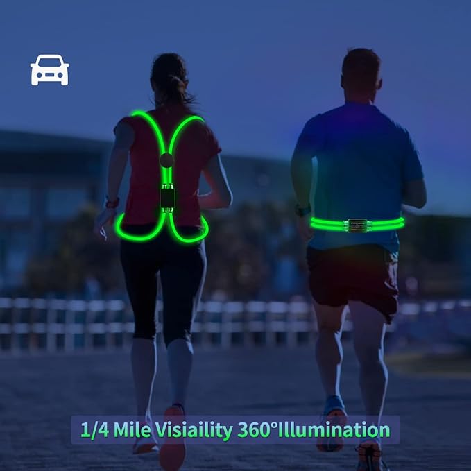 LED Reflective Vest Rechargeable Running Light for Runners High Visibility Safety Vest for Running,Cycling or Walking