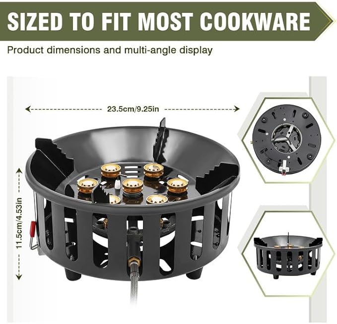 Bestfire Propane Burner, 72,000 BTU Single Burner Gas Stove for Outdoor Cooking, Windproof Camping Stove with Piezo Ignition, Extended Hose & 3 Adapters, Portable with Carrying Bag