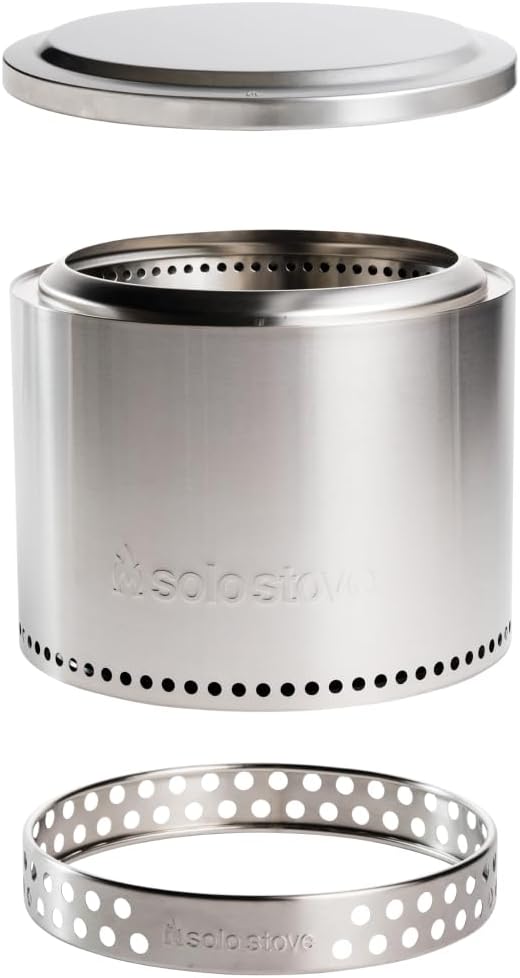 Solo Stove Bonfire Essential Bundle | Smokeless Fire Pit with Stand & Lid, Ideal for 4–6 People | Portable Wood Burning, Removable Ash Pan, Stainless Steel, 16.75" H x 19.5" Dia, 21.75lbs