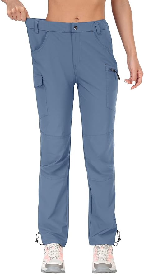 GymBrave Women's Hiking Cargo Pants Quick Dry Outdoor Camping Capris Water Resistant UPF 50 with Zipper Pockets