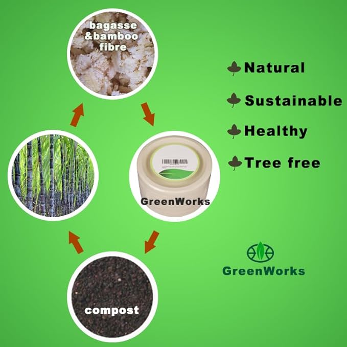 GreenWorks 500 Count 6“ Small Compostable Dessert Plates, Heavy-duty Unbleached Biodegradable Bagasse and Bamboo fiber Paper Plates