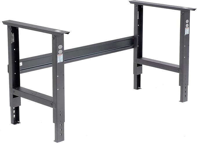 Global Industrial Adjustable Height Workbench C-Channel Leg, 60" W x 30" D, 1-3/4" 12-Gauge Steel Top with Square Edge, 2000 Lbs. Capacity, Black, Industrial Workbench