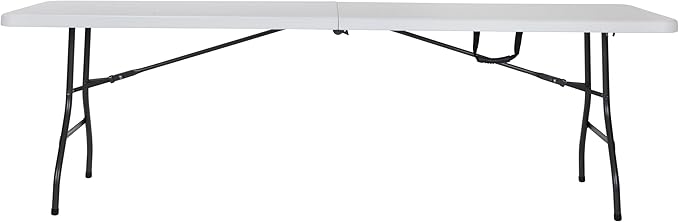 COSCO Fold-in-Half Banquet Table w/Handle, 8ft, White