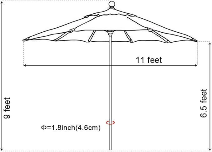 EliteShade USA 10-Year-Non-Fading 11Ft Market Umbrella Patio Outdoor Cylinder Auto Push-up Table Umbrella with Ventilation, Heather Beige