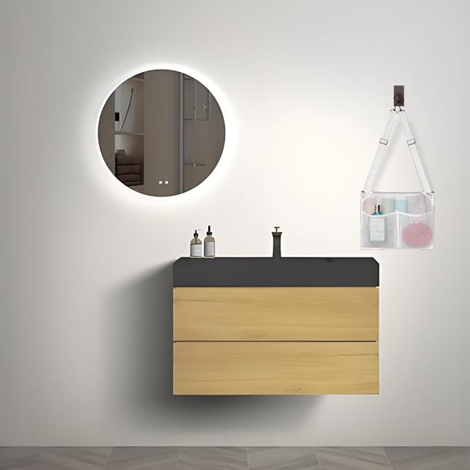 ALYER Mesh Shower Caddy, Bath Organizer with Adjustable Hanging Straps, Multipurpose Storage Bag for College,Camp,RV, Travel and Gym (White)