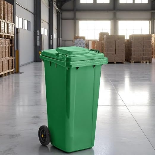 PRO&Family Wheeled Outdoor Trash Can Garbage Can Garage Trash Can for Restaurants/Hospitals/Offices/Back of House/Warehouses/Home (Green, 32 Gallon)