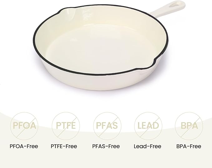 QuliMetal Enameled Cast Iron Cookware Set, 5-Piece – 2.3QT Dutch Oven, 4.7QT Braiser, 10" Skillet, 9x5" Oval Bread Pan & Rack – Versatile Oven-Safe Enamel Cast Iron Pots and Pans for Home Cooking