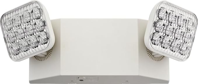 Lithonia Lighting Basics LED Emergency Light, Emergency Lighting with Dual Adjustable LED Lamp Heads, Wall Mount, Damp Location Rated, 90-Minute Backup, 120/277V, White, 4-Pack (EU2C CP4)