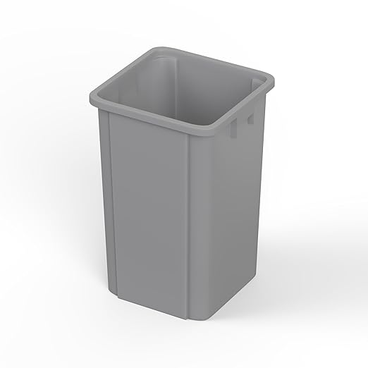 19 Gallon Gray Square Commercial Trash Garbage Can | Outdoor Office Restaurant School Kitchen