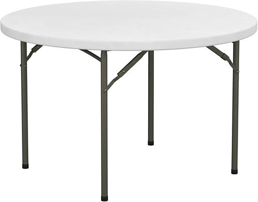 Round White Plastic Folding Table (48, 1, Unit)