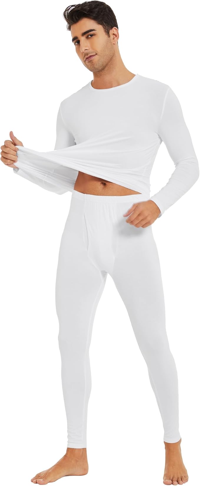 WiWi Thermal Underwear for Men Bamboo Viscose Long Johns Set Soft Warm Base Layer Lightweight Top and Bottom Sets S-XXL
