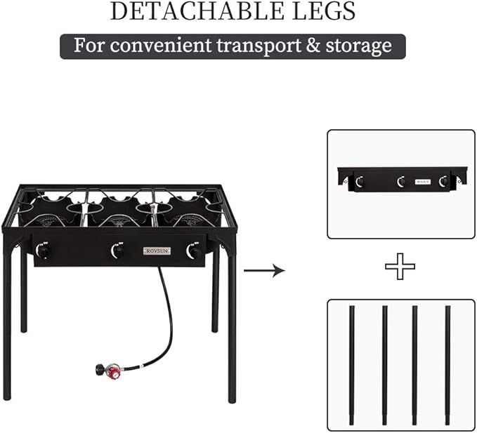 ROVSUN 2/3 Burner Outdoor Propane Gas Stove High Pressure Stand Cooker for Backyard Cooking Camping Home Brewing Canning Turkey Frying, 20 PSI CSA Listed Regulator