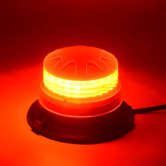Red Led Emergency Strobe Beacon Lights with Magnetic Mount and 8 Flash Models Warning Safety Flashing Rooftop Signal Lamp for Firefighters Police Construction Vehicle Tractor Truck (24-LED 12V-24V)