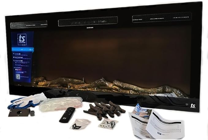 Touchstone Smart Electric Fireplace-The Fury 50" Wide- 4.5" Thin in Wall Recessed-100 Realistic Flame/Ember Bed Color Combos-1,500W Heater-Larger Viewing Area-Alexa/WiFi Enabled