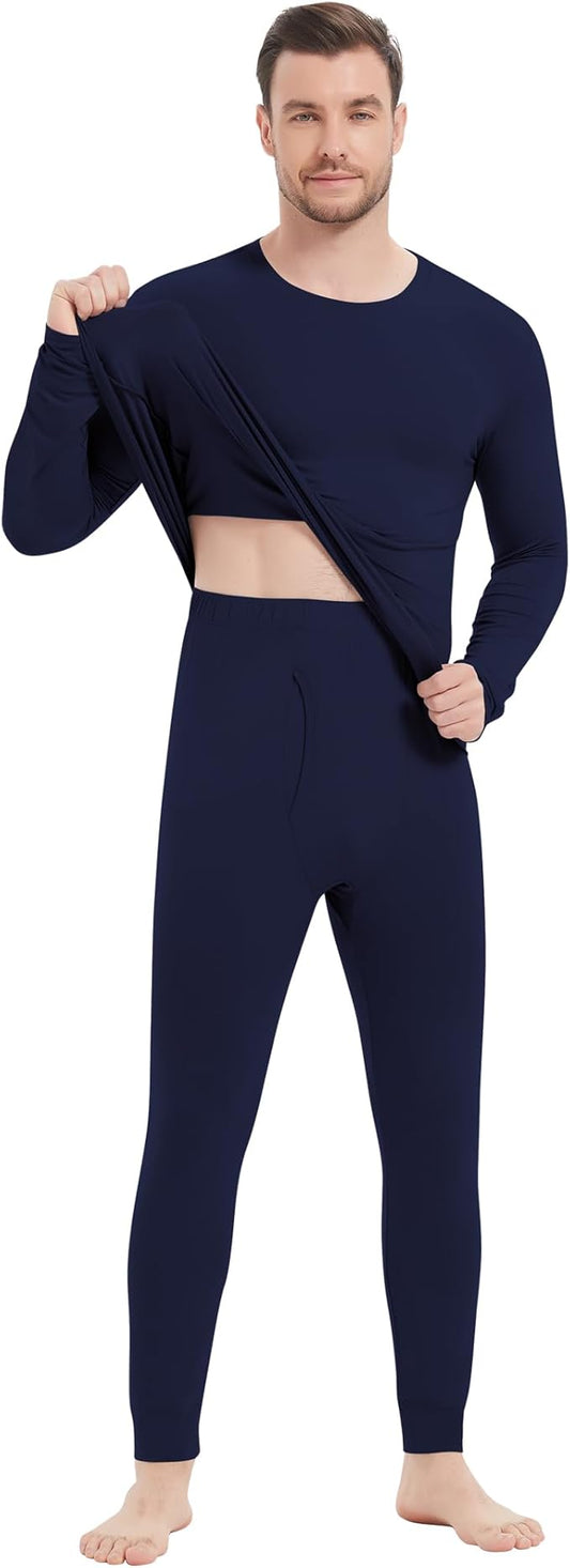 NACHILA Men's Thermal Underwear Set-Viscose Made from Bamboo, Soft Long Sleeve Base Layers Top and Bottom Warm Long Johns Set