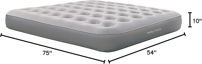 Nautica Home Express Sleep Air Mattress Inflatable Bed for Guests, Travel and Camping: Support Comfort System with Puncture Resistance Vinyl, Full