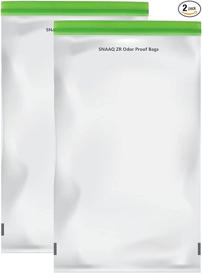 Odor Proof Storage Bags-12ｘ20 Inch, Reusable Double-Tracked Zip Closure Barrier Storage Bags Lock in Odors Keep Contents Fresh and Waterproof, Large No-Odor Bear Bag fit Camping, Hiking, Water Sports and Home Organization（2 Pack）