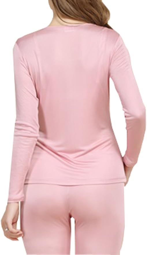 Grenasasilk Womens Silk Long Underwear Mulberry-silk Long Johns Thermal Underwear Sets Cold Weather Base Layer