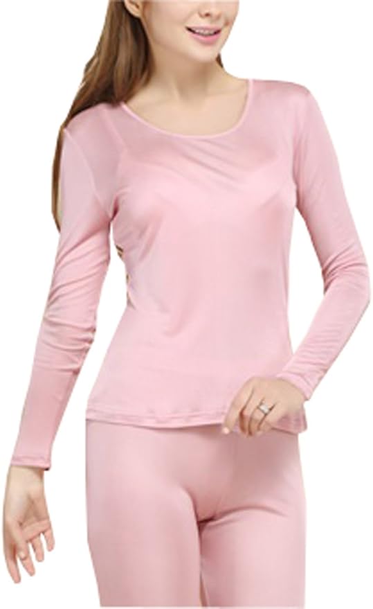 Grenasasilk Womens Silk Long Underwear Mulberry-silk Long Johns Thermal Underwear Sets Cold Weather Base Layer