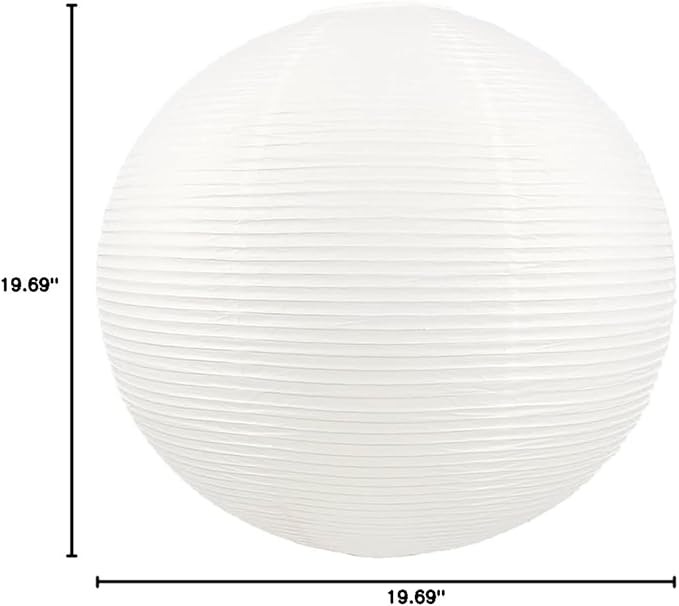 White Round Paper Lanterns-19.68" Large Hanging Paper Lantern Lamp, Chinese/Japanese Paper Lantern Pendant Light for Party Decoration, Wedding, Home Decor Ceiling Lampshade(1 Pack)