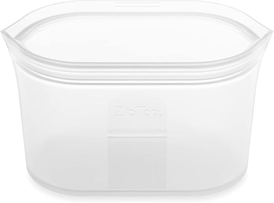 Zip Top Reusable Food Storage Bags | Medium Dish [Frost] | Silicone Meal Prep Container | Microwave, Dishwasher and Freezer Safe | Made in the USA