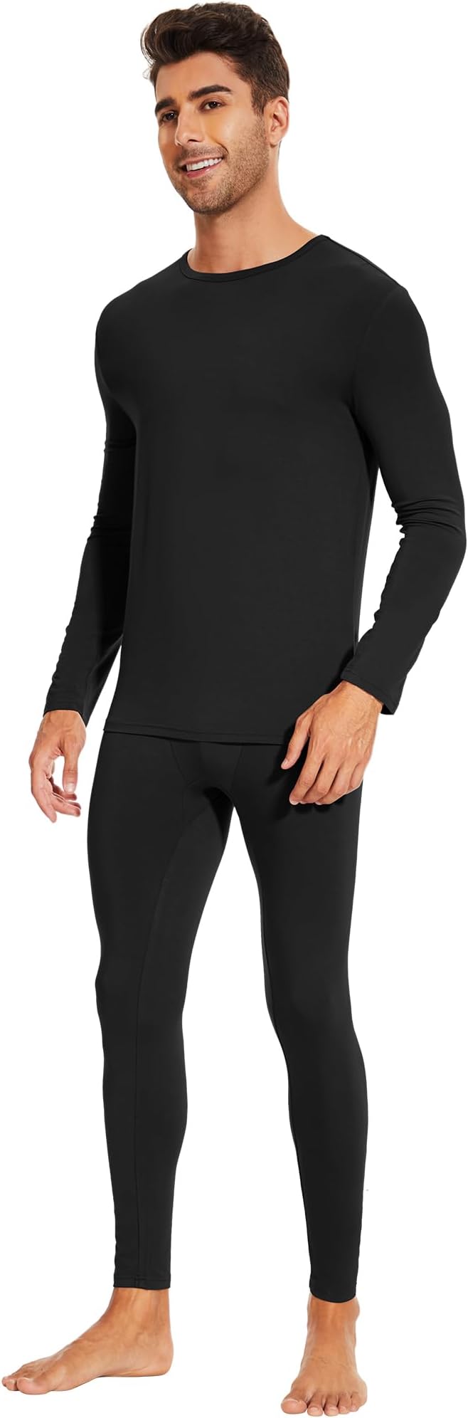 WiWi Thermal Underwear for Men Bamboo Viscose Long Johns Set Soft Warm Base Layer Lightweight Top and Bottom Sets S-XXL