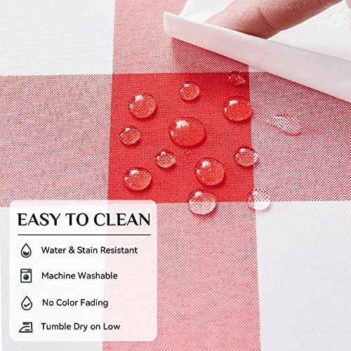Softalker Gingham Checkered Rectangle Tablecloth - Waterproof Buffalo Plaid Table Cloth Stain Resistant Polyester Table Cover for Picnic/Camping/Outdoor - Red and White, 2 Pack - 54 x 54 Inch