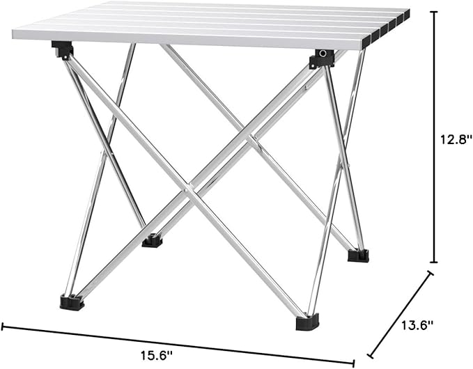 Grope Small Folding Camping Table with Aluminum Table Top, Beach Table for Sand with Carrying Bag,Prefect for Outdoor,Picnic,BBQ,Cooking,Festival