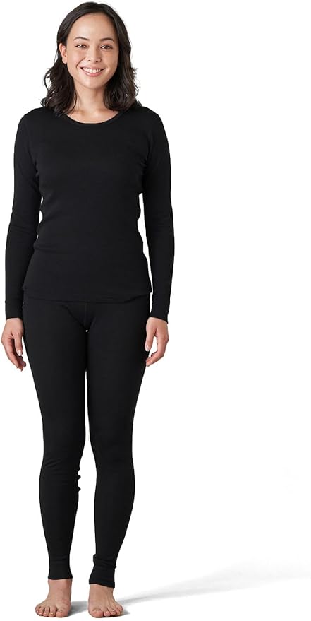 LAPASA Womens 100% Merino Wool Base Layer Set Lightweight & Midweight Thermal Underwear Long John Top & Bottom Warm L58/L91