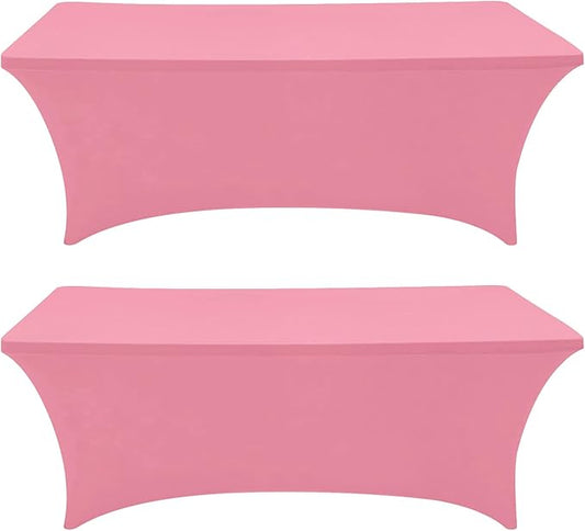 Eurmax USA Rectangular Fitted Spandex Table Covers 4ft Tablecloth Wedding Event Patio Table Decorations Stretch Table Cover for 4ft Folding Table (Hot Pink,2 Pack)