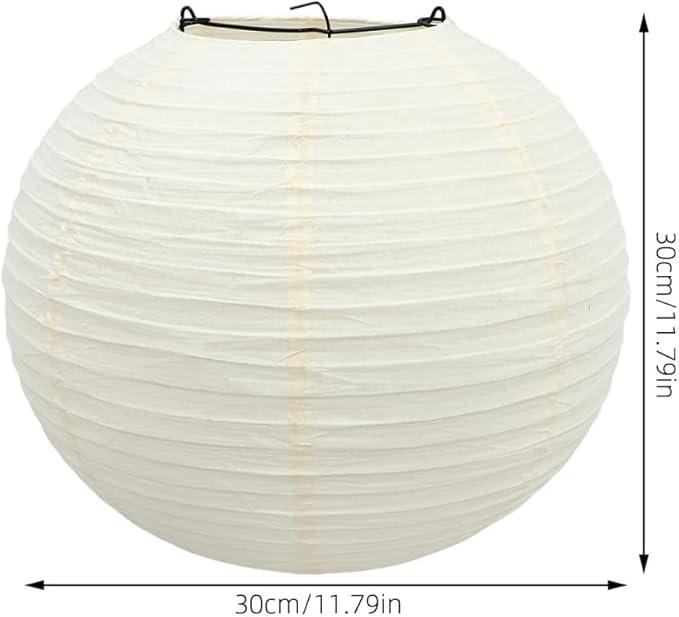 Japanese Style Paper Lamp Shade 11.81 Inch Round White Lantern Chic Ceiling Light Cover for Home Decor Light Shade Easy to Install