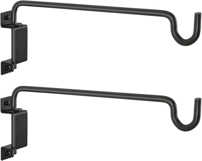 16" 360° Swivel Plant Hange - Heavy Duty Solid Steel Wall Hook, 12-Directional Adjustable for Bird Feeders, Outdoor/Indoor Plants, Garden & Patio, Rust-Resistant Black