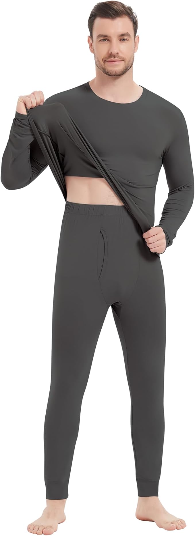 NACHILA Men's Thermal Underwear Set-Viscose Made from Bamboo, Soft Long Sleeve Base Layers Top and Bottom Warm Long Johns Set