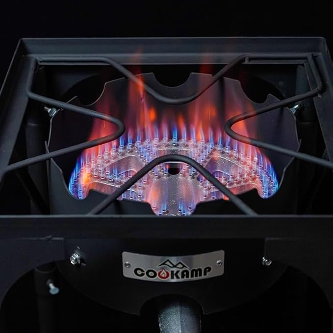 High Pressure Propane Burner Banjo Single Wok Burner 200,000BTU with Adjustable Height. 0-20 PSI Adjustable Regulator and Steel Braided Hose SA1550 (200,000BTU)