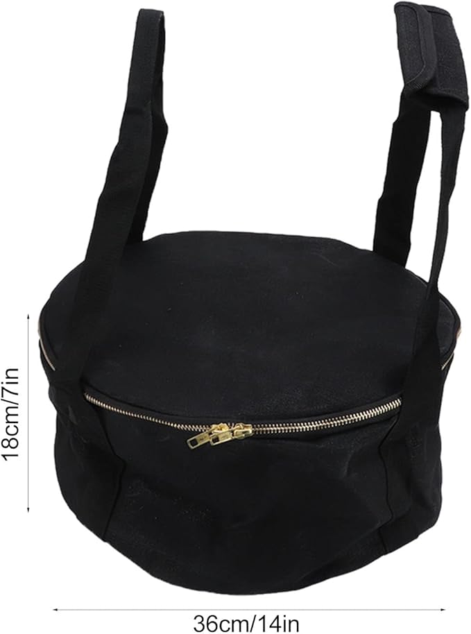 Pans Storage Bag, Dustproof Canvas Zipper Cooker Frying Pan Tableware Storage Bag Organizer with Strap for Outdoor Camping Hiking