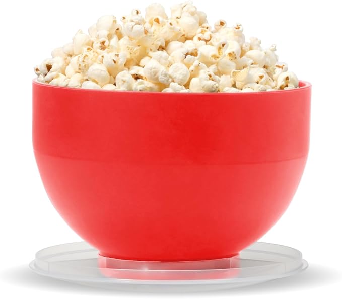 W&P Microwave Silicone Personal Popcorn Popper Maker | Red | Collapsible Bowl w/Built In Measuring Cup, BPA Free, Eco-Friendly, Waste Free, 4 Cups of Popped Popcorn