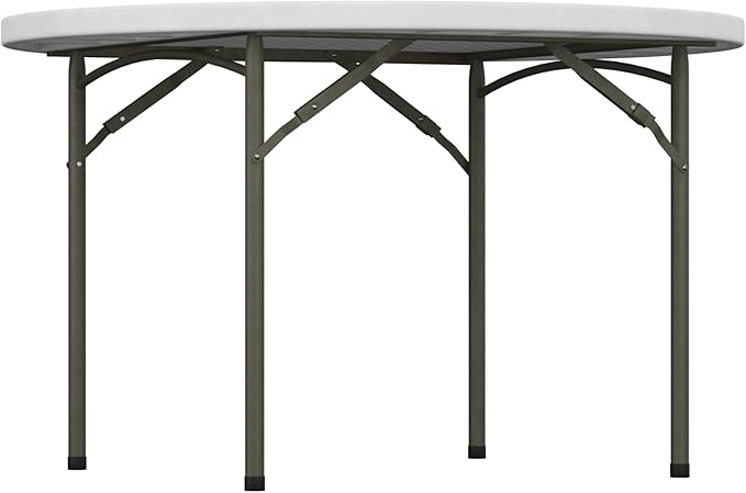 Commercial Round Folding Table - Heavy-Duty White Plastic for Parties, Banquets and Events - Perfect for Indoor/Outdoor Use (48 inches, 5 Units)