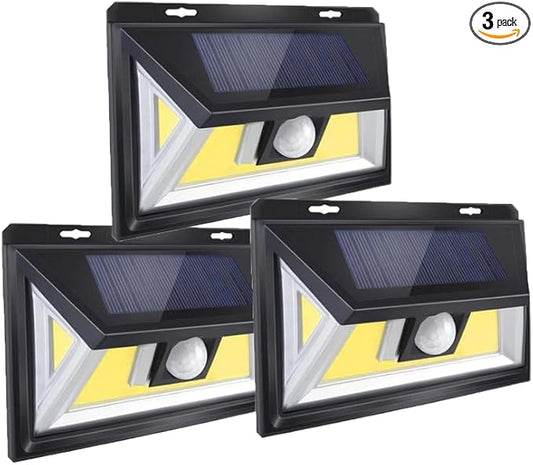 Upgrade 3-Pack Solar Motion Sensor Lights With Magnet, Ultra Bright Outdoor, 270 Wide Angle Waterproof Safety, for Courtyards, Garages, Decks (3 Black)