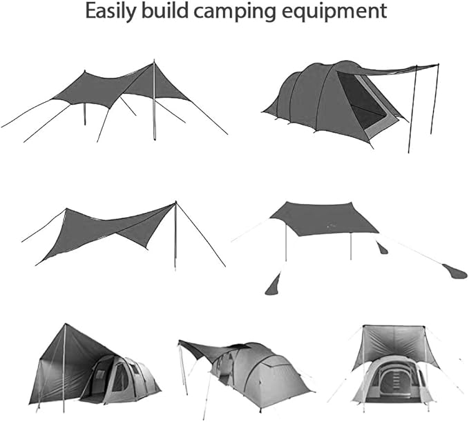 Replacement Tent Poles - Set of 2, Adjustable Rods for Camping Tarps, Shelters, Hiking, Backpacking, Portable Tent Poles Rods -Silver