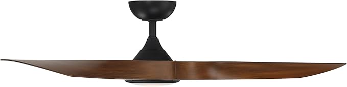 WAC Smart Fans Swirl Indoor and Outdoor 3-Blade Smart Home Ceiling Fan 54in Matte Black Koa with 3000K LED Light Kit and Remote Control works with Alexa and iOS or Android App