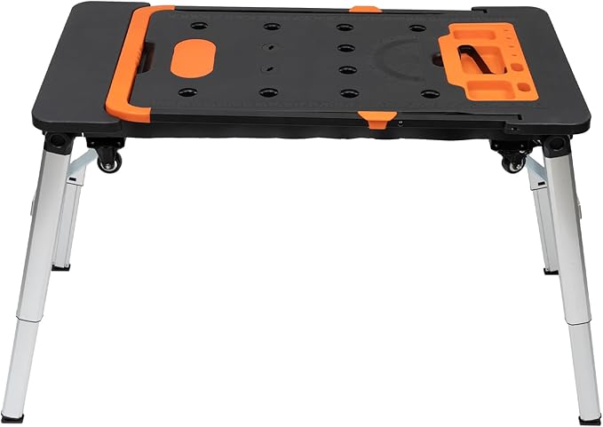 7 in 1 Foldable Multifunctional Workbench 330lbs/551lbs Capacity Height Adjustable Work Table with 4 Wheels Portable Transport Cart, Handcart for Warehouse Garage