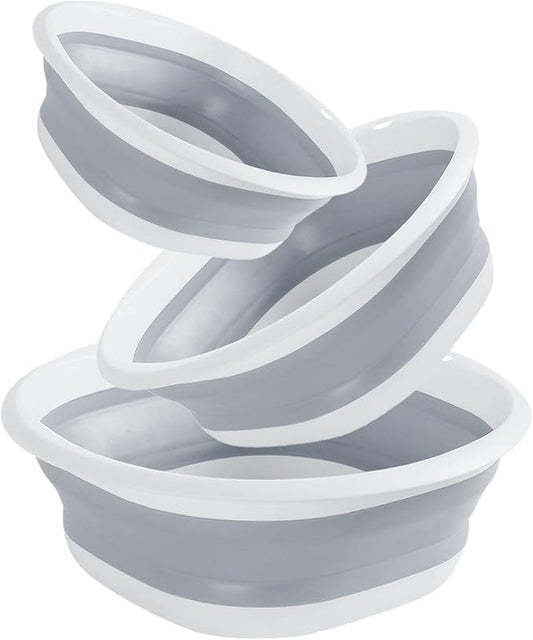 Multipurpose Foldable Collapsible Washbasin Lightweight Portable Basin, Collapsible Basin for Camping Sink and RV Sinks (Set of 3, S,M,L)