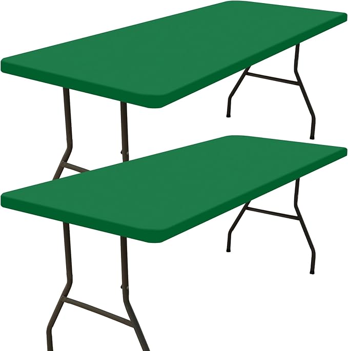 Smiry 2 Pack Rectangle Picnic Table Cloth, Waterproof Elastic Fitted Tablecloths, Washable Polyester Rectangular Patio Table Cover for Camping, Indoor and Outdoor (Hunter Green, 30"x72")