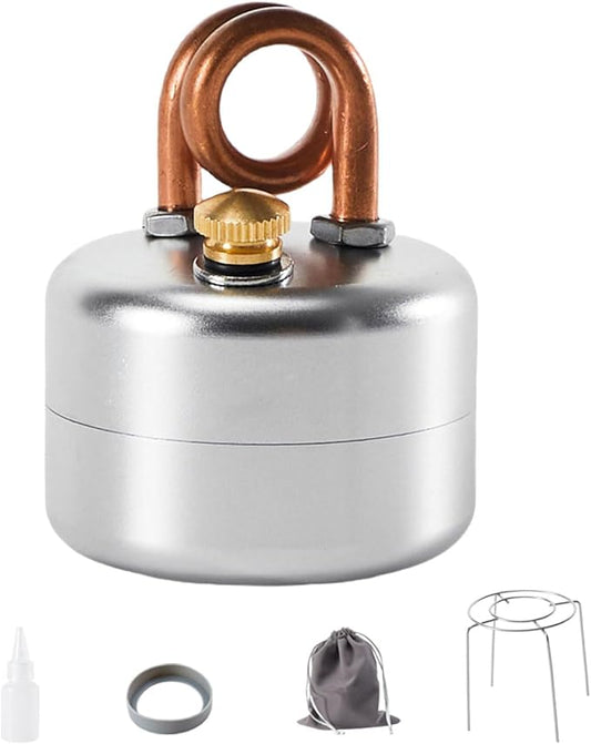 Portable Alcohol Camping Stove – Lightweight Brass Aluminum Spirit Burner with Stand | Faster Heating – Feul Denatured Alcohol (Not Included) – for Backpacking, Hiking Brewing Piping Coffee