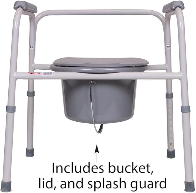 Carex 3-in-1 Folding Bedside Commode with 42 Pack Commode Liners - Porta Potty for Adults - Portable Toilet for Camping, Supports Up to 300lbs, Bedside Commodes for Seniors and Commode Chair