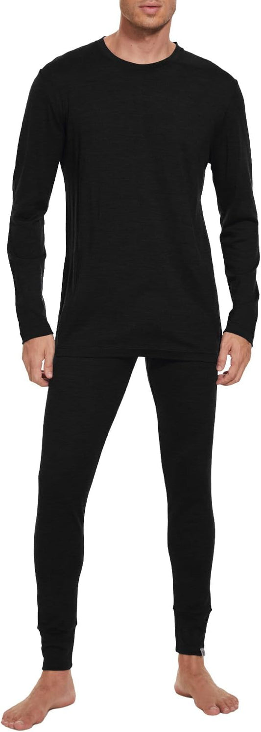 MERINNOVATION Merino Wool Base Layer Set for Men 100% Merino Wool Thermal Underwear Long Sleeve