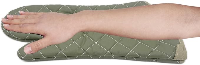 17 Inch Extra Long Heat Resistant Oven Gloves New Cotton Oven Mitts Kitchen Gloves High Temperature Cooking Tool BBQ Gloves (17" Green)