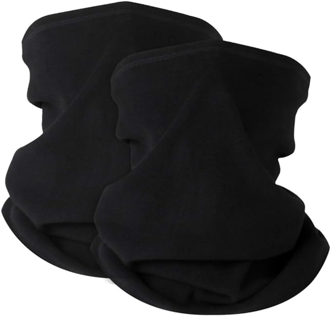 KGC 2 Pack Winter Neck Warmer Gaiter Fleece Windproof Face Mask Cover Cold Weather Scarf for Men & Women