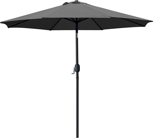 Sunnyglade 9' Patio Umbrella Outdoor Table Umbrella with 8 Sturdy Ribs (Grey)