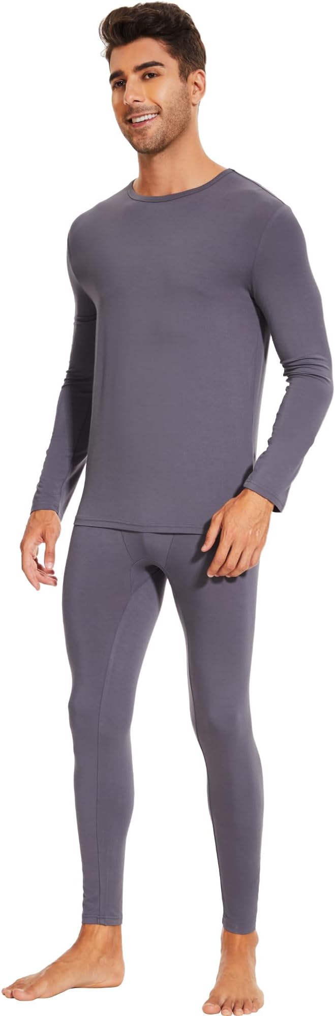 WiWi Thermal Underwear for Men Bamboo Viscose Long Johns Set Soft Warm Base Layer Lightweight Top and Bottom Sets S-XXL